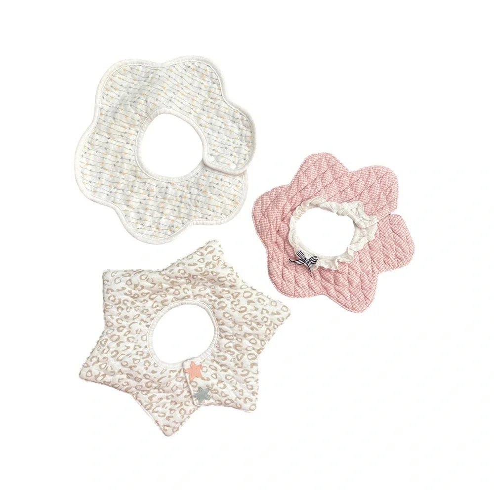 Set of Three Floral/Star Baby Bibs